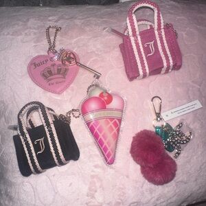 Juicy Couture bag charm keychain set